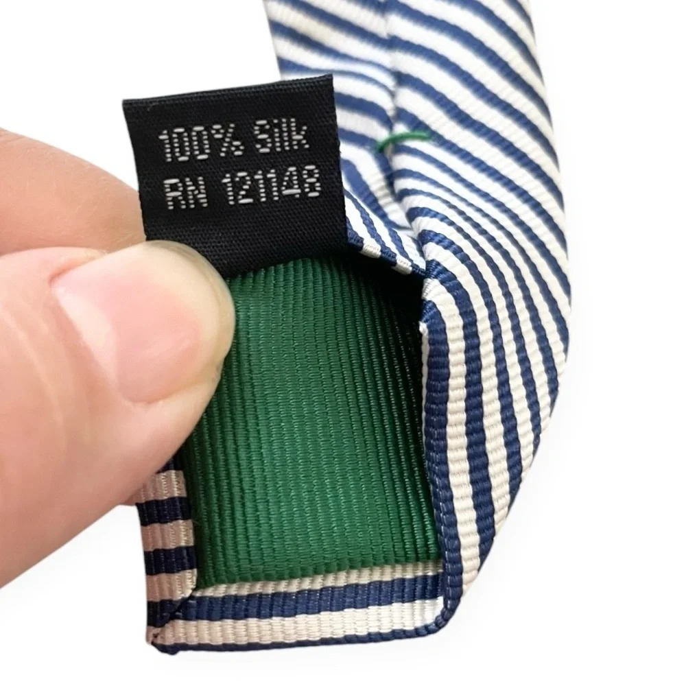 Tommy Hilfiger men’s Ocean plaid classic navy necktie 100% silk preppy old money